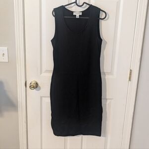 St. John Black Boucle Knit Sleeveless Dress